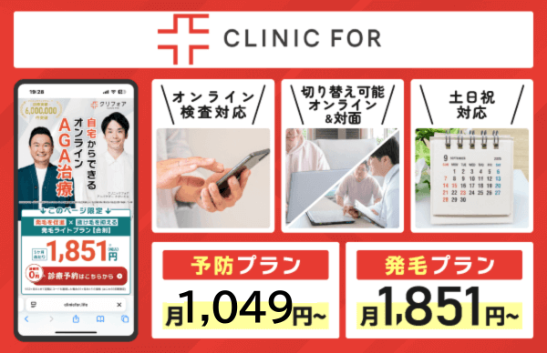 クリニックフォアの基本情報についてまとめた画像