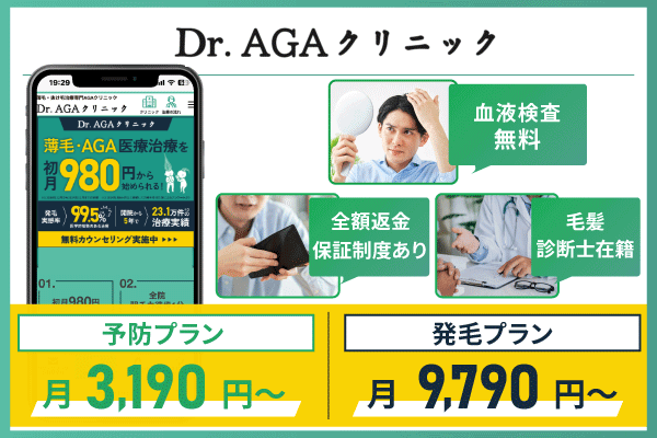 Dr.AGAの基本情報についてまとめた画像